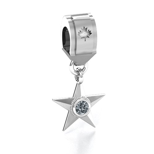 My Hero - Canada Flag Bracelet Charm – Sterling Silver with Cubic Zirconia