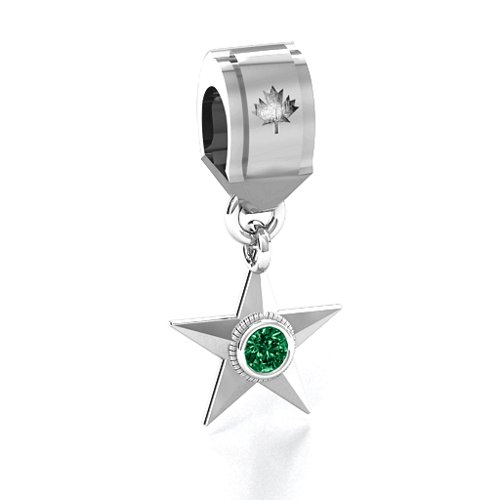 My Hero - Canada Flag Bracelet Charm – Sterling Silver with Emerald