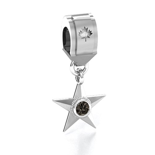 My Hero - Canada Flag Bracelet Charm – Sterling Silver with Smokey Quartz