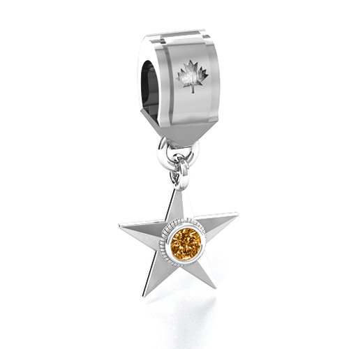 My Hero - Canada Flag Bracelet Charm – Sterling Silver with Citrine