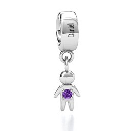 My Man Bracelet Charm in 925 Sterling Silver with Amethyst