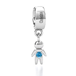 My Man Bracelet Charm in 925 Sterling Silver with Blue Topaz