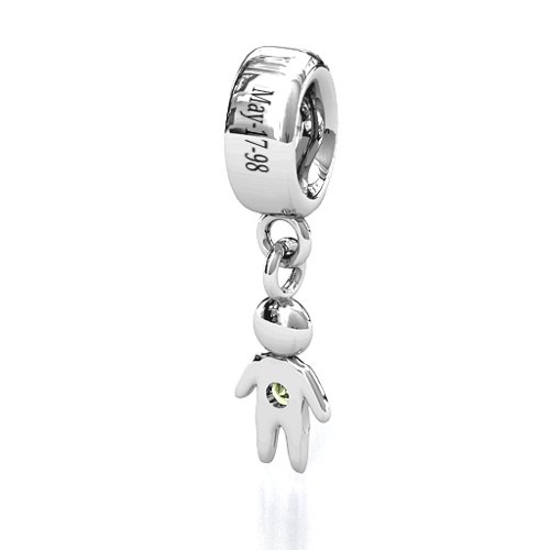 My Man Bracelet Charm – Sterling Silver with Peridot