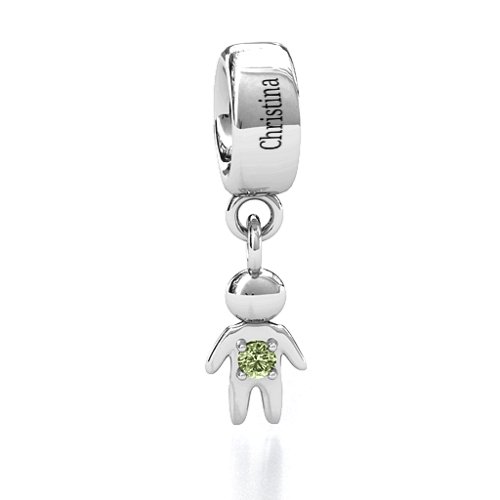 My Man Bracelet Charm – Sterling Silver with Peridot