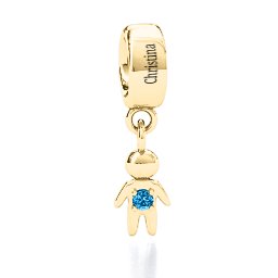 My Man Bracelet Charm in 10K Solid Yellow Gold with Blue Topaz