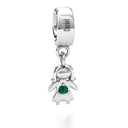 Perfect Woman Bracelet Charm in 925 Sterling Silver with Emerald