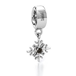 Snowflake Bracelet Charm in 925 Sterling Silver with Smokey Quartz
