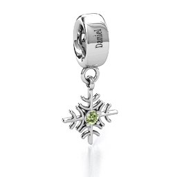 Snowflake Bracelet Charm in 925 Sterling Silver with Peridot