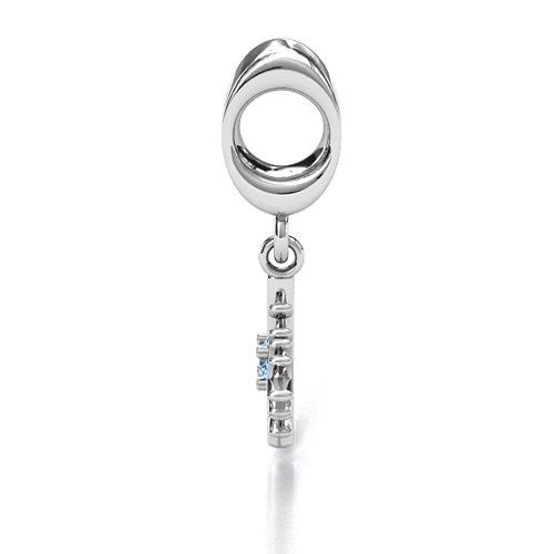 Snowflake Bracelet Charm – Sterling Silver with Aquamarine