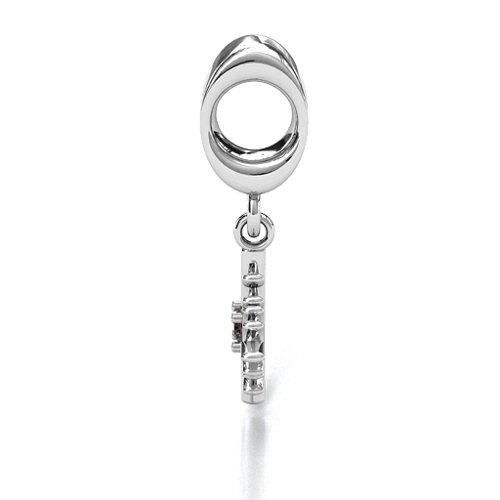 Snowflake Bracelet Charm – Sterling Silver with Smokey Quartz