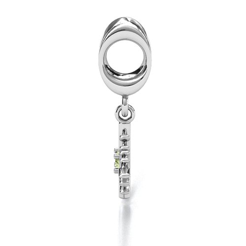 Snowflake Bracelet Charm – Sterling Silver with Peridot