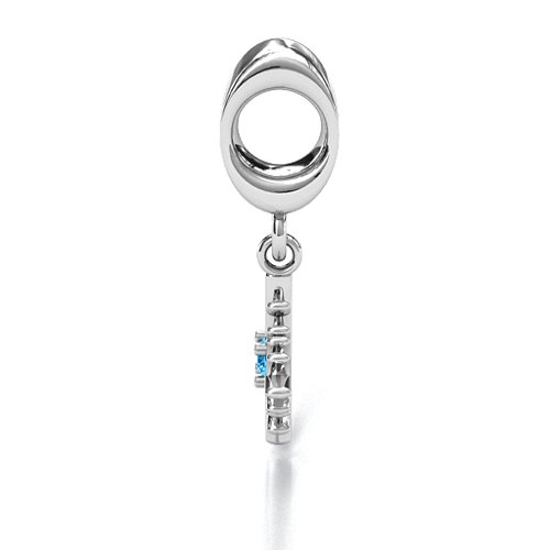 Snowflake Bracelet Charm – Sterling Silver with Blue Topaz