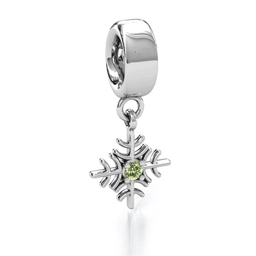 Snowflake Bracelet Charm – Sterling Silver with Peridot
