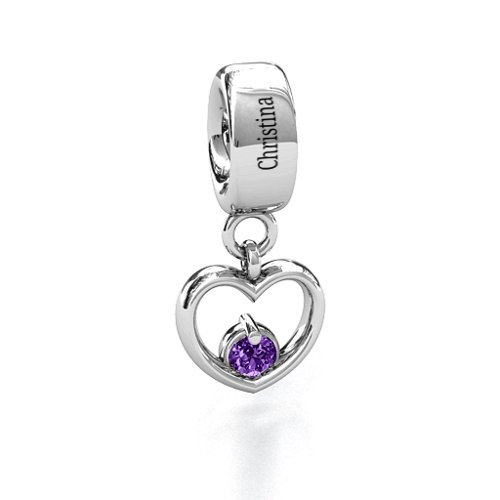 Heart Nest Bracelet Charm – Sterling Silver with Amethyst