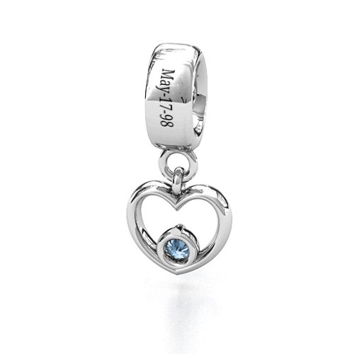 Heart Nest Bracelet Charm – Sterling Silver with Aquamarine