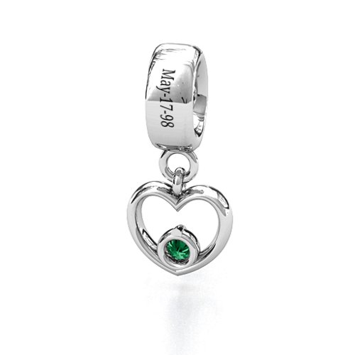 Heart Nest Bracelet Charm – Sterling Silver with Emerald