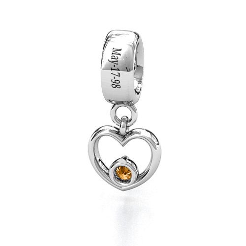 Heart Nest Bracelet Charm – Sterling Silver with Citrine