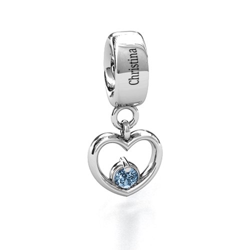 Heart Nest Bracelet Charm – Sterling Silver with Aquamarine