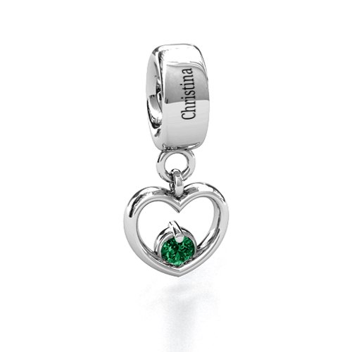 Heart Nest Bracelet Charm – Sterling Silver with Emerald