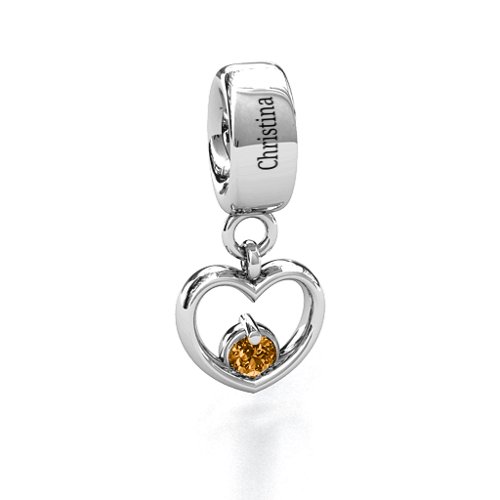 Heart Nest Bracelet Charm – Sterling Silver with Citrine