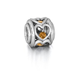 Heart Quintet Bracelet Charm in 925 Sterling Silver with Citrine