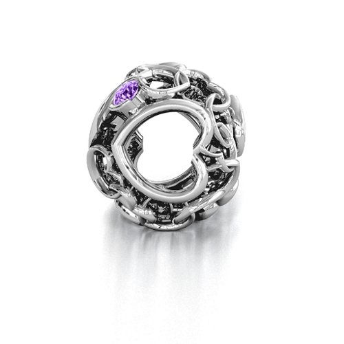 Party of Hearts Bracelet Charm – Sterling Silver with Amethyst