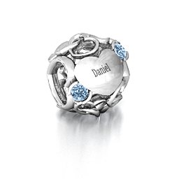 Party of Hearts Bracelet Charm in 925 Sterling Silver with Aquamarine