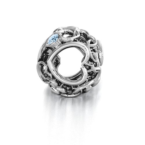 Party of Hearts Bracelet Charm – Sterling Silver with Aquamarine