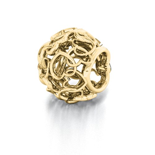 Party of Hearts Bracelet Charm – 10K Yellow Gold with Cubic Zirconia and Garnet