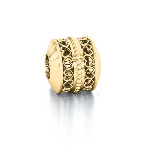 Hearts Aligned Bracelet Charm – 10K Yellow Gold