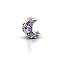 To the Moon and Back Bracelet Charm in 925 Sterling Silver with Amethyst