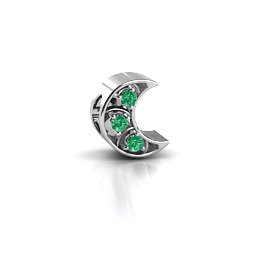 To the Moon and Back Bracelet Charm in 925 Sterling Silver with Emerald