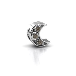 To the Moon and Back Bracelet Charm in 925 Sterling Silver with Smokey Quartz