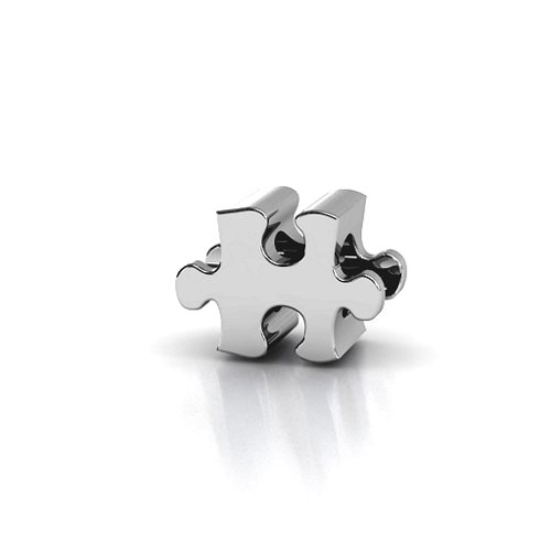 Puzzle Piece of your Heart Bracelet Charm – Sterling Silver with Cubic Zirconia