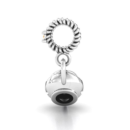 Teapot with Hearts Bracelet Charm – Sterling Silver with Citrine