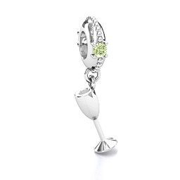 Raise Your Champagne Flute Bracelet Charm in 925 Sterling Silver with Peridot
