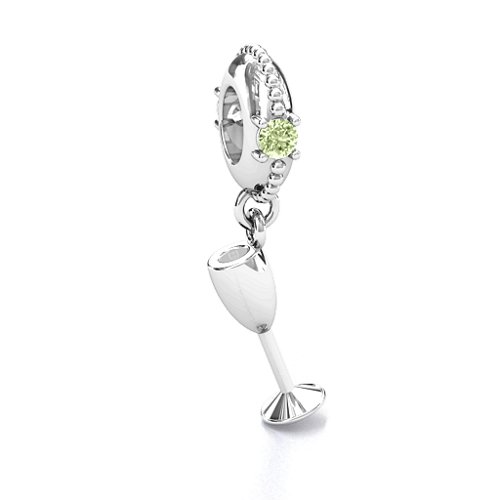 Raise Your Champagne Flute Bracelet Charm – Sterling Silver with Peridot