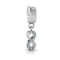 Infinity Bracelet Charm with Stones – Sterling Silver with White Premium Zirconia