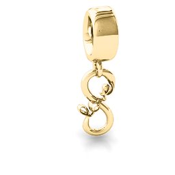 Love Dangling Infinity Bracelet Charm in 10K Solid Yellow Gold