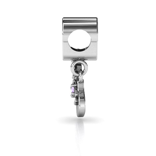 Music Lovers Bracelet Charm – Sterling Silver with Amethyst