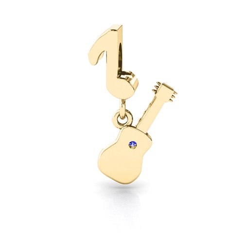 Music Lovers Bracelet Charm – 10K Yellow Gold with Blue Sapphire