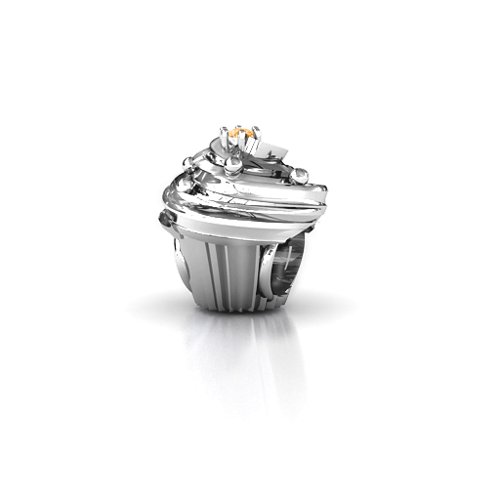 Cupcake Bracelet Charm – Sterling Silver with Citrine