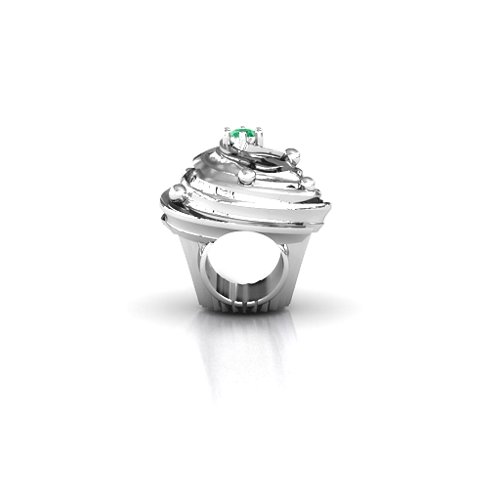 Cupcake Bracelet Charm – Sterling Silver with Emerald