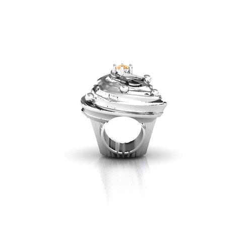 Cupcake Bracelet Charm – Sterling Silver with Citrine