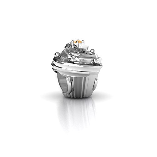 Cupcake Bracelet Charm – Sterling Silver with Citrine