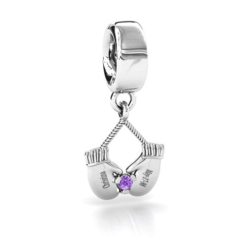 Smitten for Mittens Bracelet Charm – Sterling Silver with Amethyst