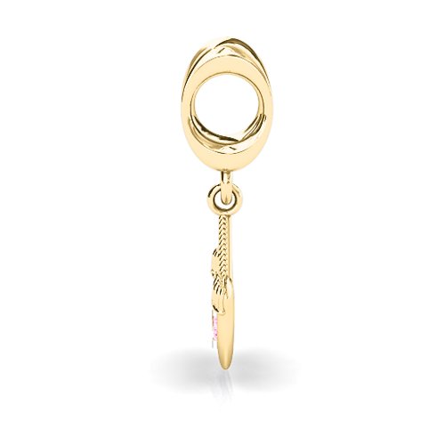 Smitten for Mittens Bracelet Charm – 10K Yellow Gold with Pink Tourmaline