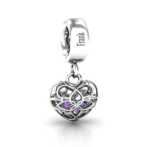 Beautiful Blossom Caged Bracelet Charm – Sterling Silver with Amethyst