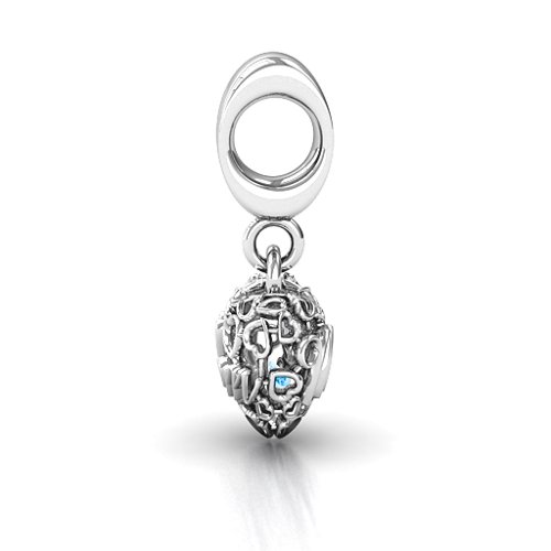 A Mother's Love Caged Bracelet Charm – Sterling Silver with Blue Topaz