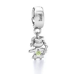 She Graduated! Bracelet Charm in 925 Sterling Silver with Peridot